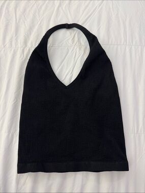 Urban Outfitters Black Ribbed V-Neck Halter Sweater Tank